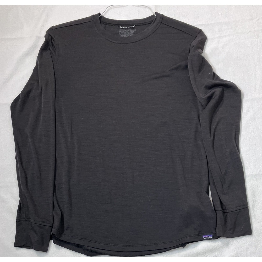 Patagonia Capilene Cool Merino Long Sleeve Shirt Black Womens Medium Baselayer